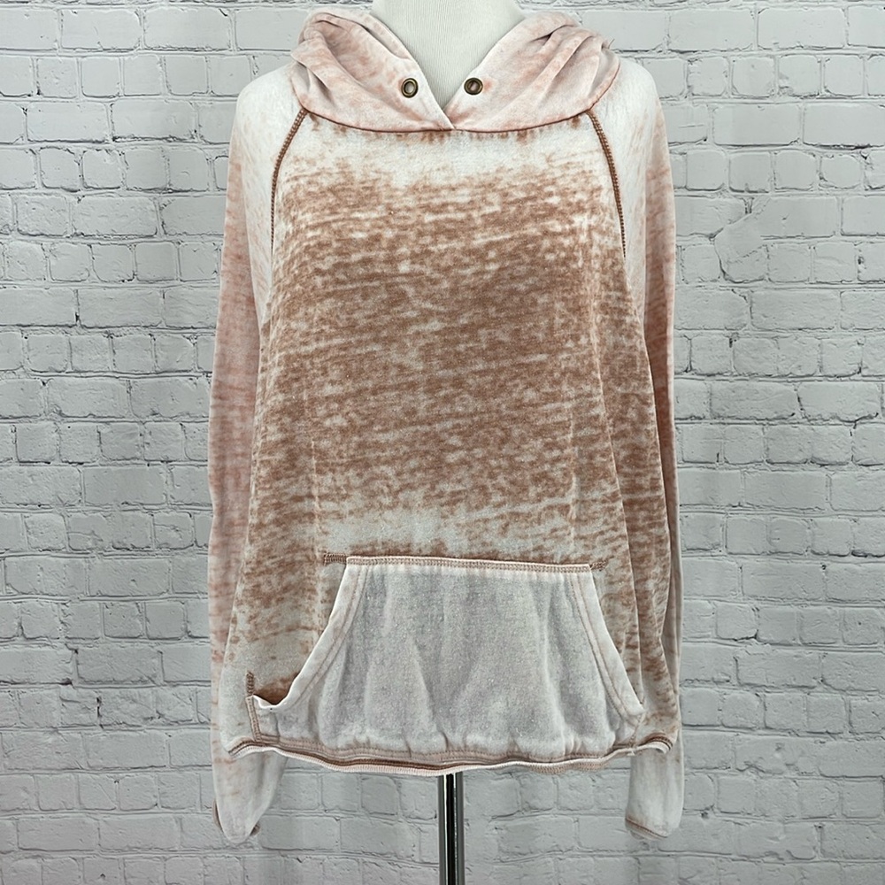 Free People Acid Wash Long Sleeve Slit Sides Super Lightweight Beach Boho Top XS